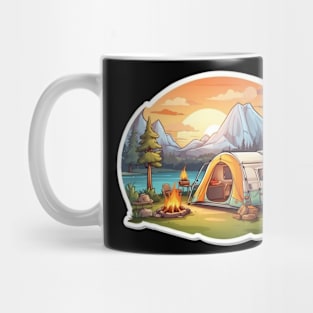 Camping Tent Since Vintage Since Established Sunset Mug